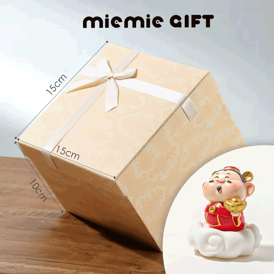 Endearing God of Wealth Figurine: A Mini Cai Shen for Lucky Energy in gift box