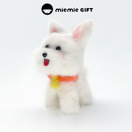 Cute White Westie Dog Toy with Soft Rabbit Fur: Made from high-quality rabbit fur twist bars, this Westie dog toy features a soft texture and cute design. Perfect for pet lovers and hand-made enthusiasts.
