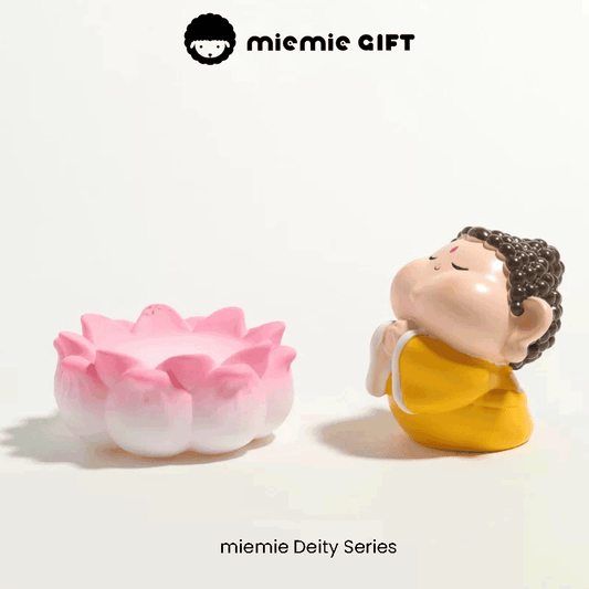 Whimsical Buddha figurine in prayer, ideal for adding a spiritual touch to any room spiritual gift two parts design