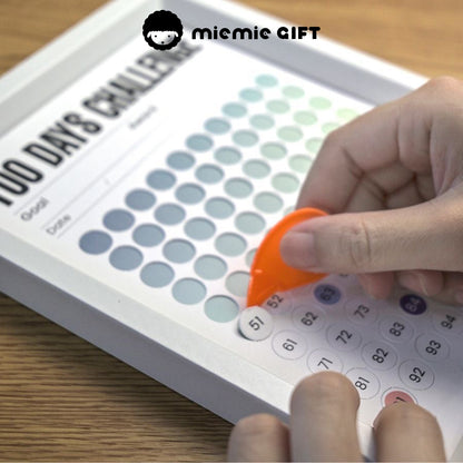 
Image Title
100 Days Challenge Frame - Interactive Daily Progress Tracker

Alt Text
A hand using an orange scratcher tool to mark progress on the 100 Days Challenge Frame. The vibrant gradient color design highlights daily achievements, making it a fun and engaging way to stay motivated and track goals.