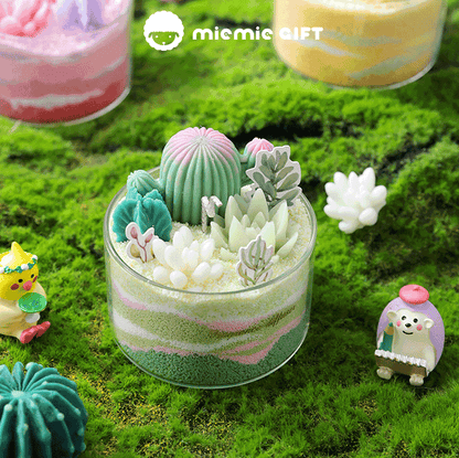 miemie Hand-made succulent candle set in layered wax sand vibrant wax candle DIY