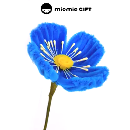 Blue Poppy Wool Craft using Pipe-Cleaners in Earthy Tones by MieMie Gift
