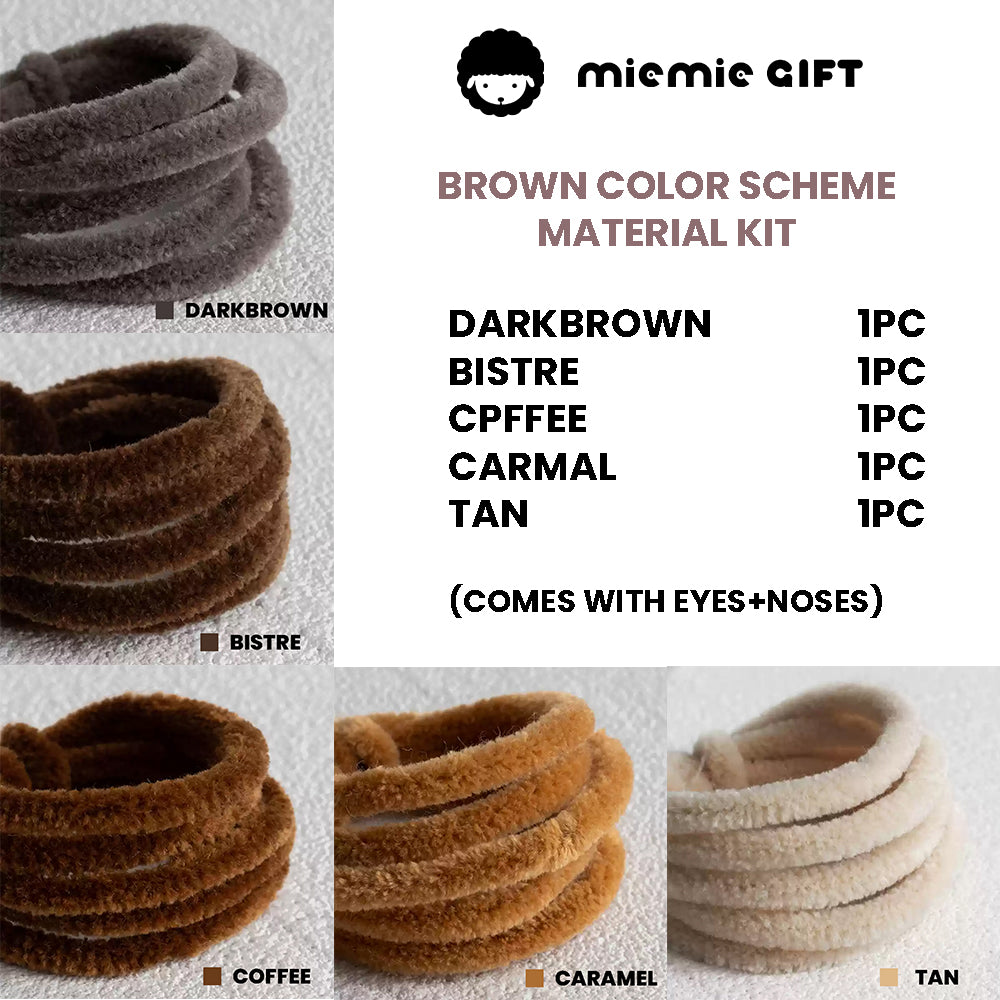 Brown Wool Pipe Cleaner Set by miemie gift: Hand-crafted brown wool pipe cleaners, great for making cozy and inviting crafts. Suitable for creating a variety of woodland-themed figures, emphasizing the high quality and natural feel of the material.
