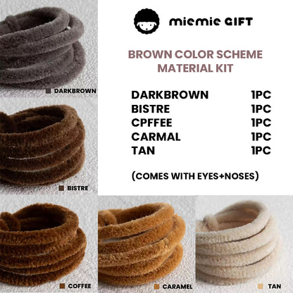 Brown Wool Pipe Cleaner Set by miemie gift: Hand-crafted brown wool pipe cleaners, great for making cozy and inviting crafts. Suitable for creating a variety of woodland-themed figures, emphasizing the high quality and natural feel of the material.

