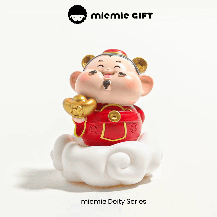 Divine Wealth Bestower Miniature: A small Caishen figurine, the Chinese god of wealth, with a gold ingot in hand, signifying the divine power to attract wealth and good luck