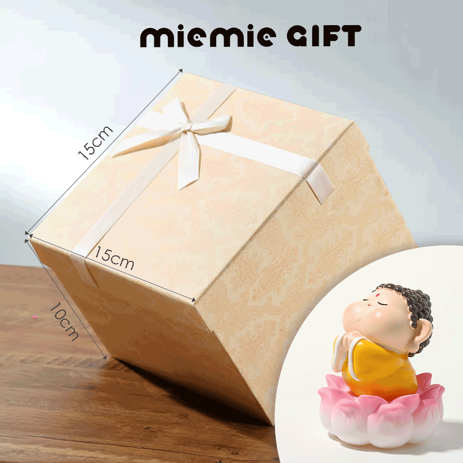 Resin Buddha figurine with peaceful details and a lotus base for home decor in gift box