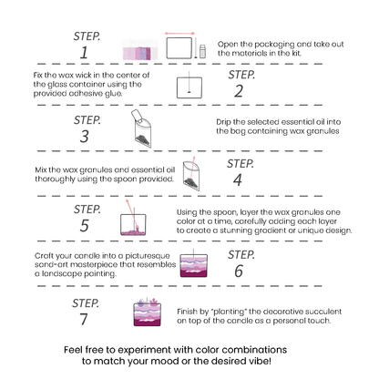 DIY aromatherapy candle kit,Sand-painting candle with pastel floral accents in a glass jar product tutorial