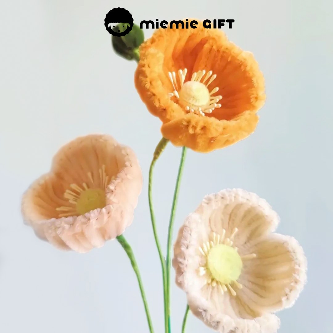 Twisted Stem Pipe-Cleaner Poppy Flower Arrangement by MieMie Gift