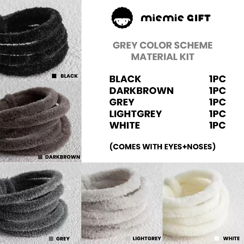 Grey Wool Pipe Cleaner Set by miemie gift: Hand-crafted grey wool pipe cleaners, great for making elegant and understated crafts. Suitable for creating a variety of neutral-toned figures, emphasizing the high density and soft texture of the material.
