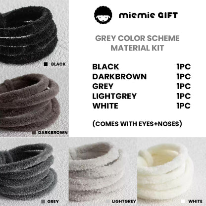 Grey Wool Pipe Cleaner Set by miemie gift: Hand-crafted grey wool pipe cleaners, great for making elegant and understated crafts. Suitable for creating a variety of neutral-toned figures, emphasizing the high density and soft texture of the material.
