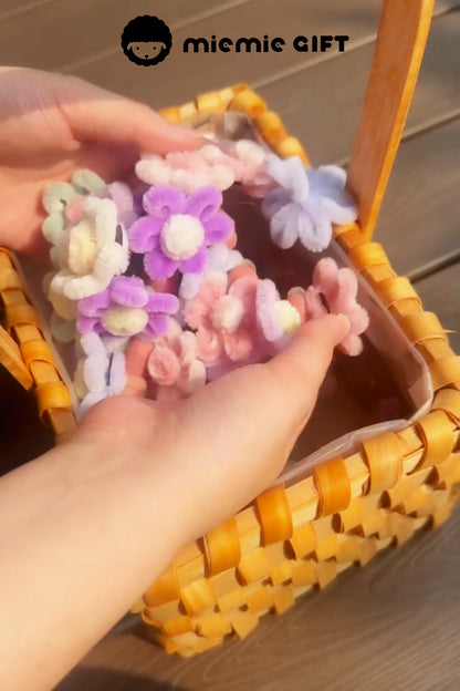 Assorted handmade pipe cleaner flower clips in dreamy pastel colors – cute and fluffy spring gift idea