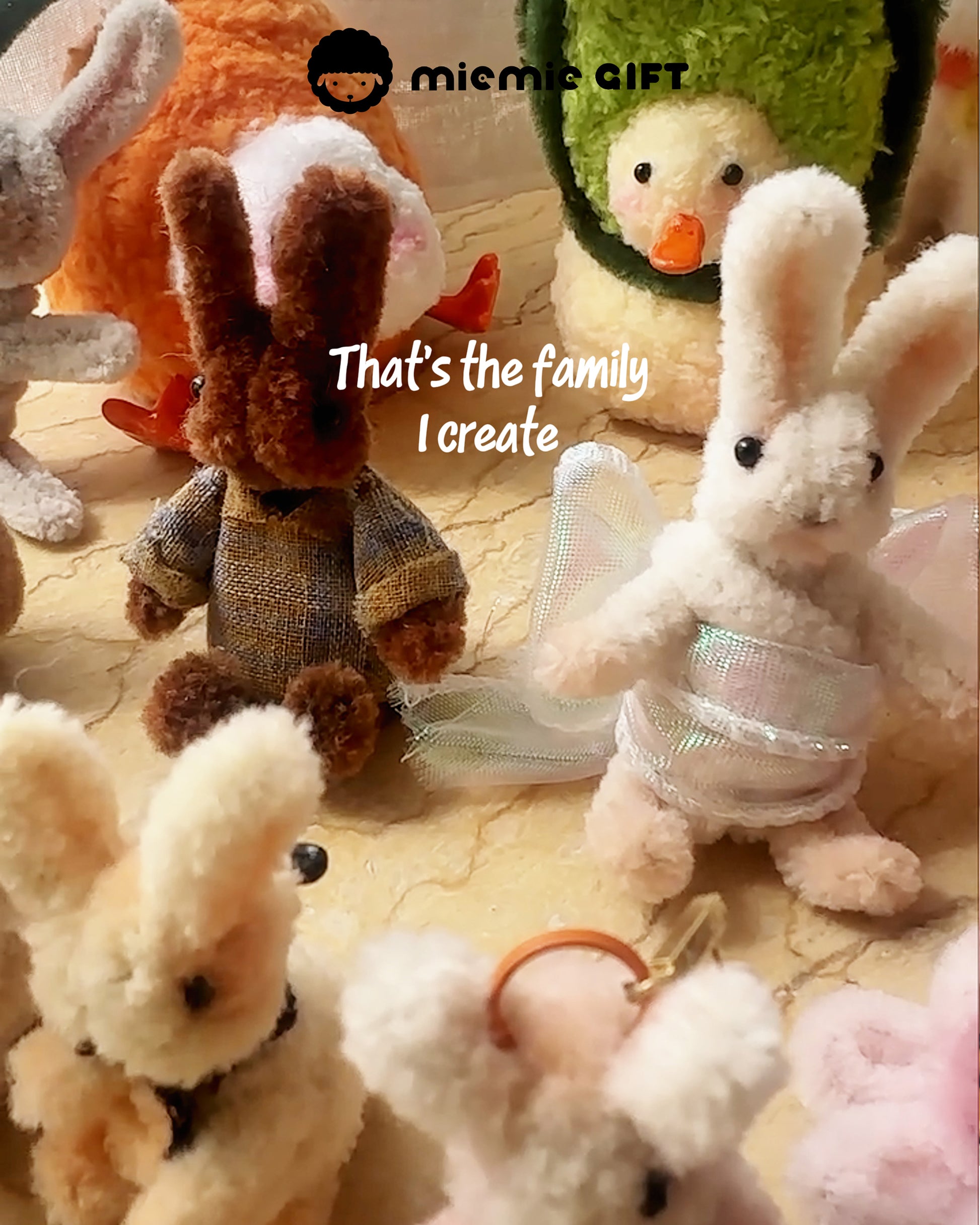 Made-to-order plushie figure crafted from soft pipe cleaners – kawaii handmade example by Miemie Gift