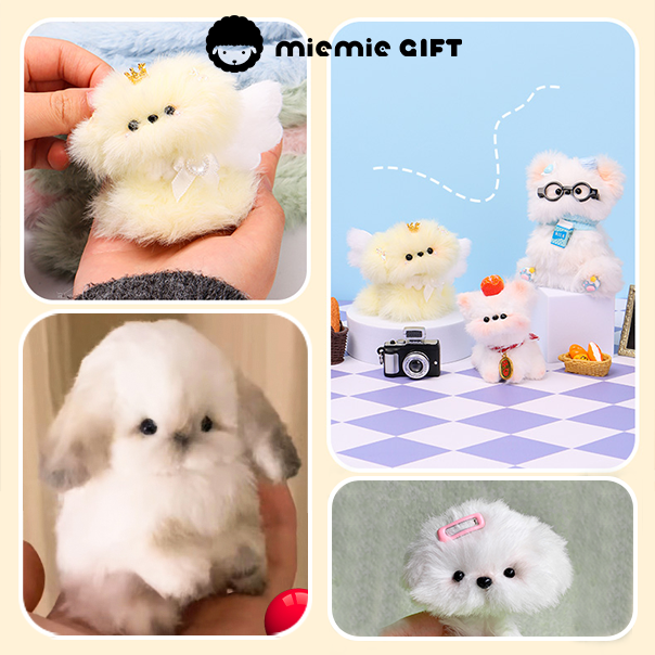 Miemie gift Handcraft finish product teddy bear made from brown beige white plush pipe cleaners diy project with jumbo fur fluffy pipe cleaner
