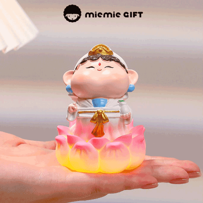 Peaceful Mini Guanyin Statue: A Buddhist Gift and Home Protector on a Lotus Throne