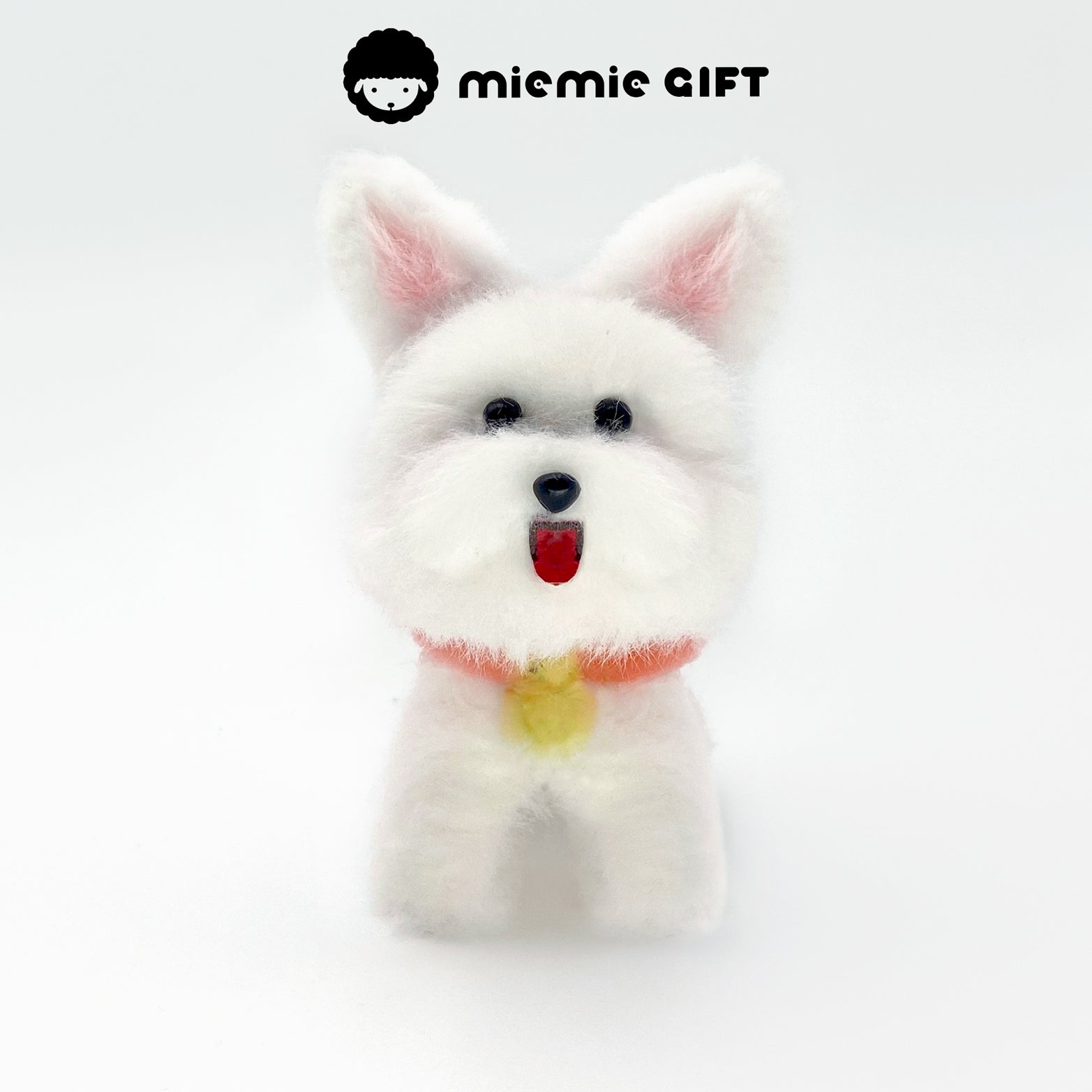 Fluffy White Westie Dog Toy Handmade with Rabbit Fur: This charming Westie dog toy is made from rabbit fur twist bars. Its high-quality, dense fur and cute appearance make it a perfect decoration or gift.