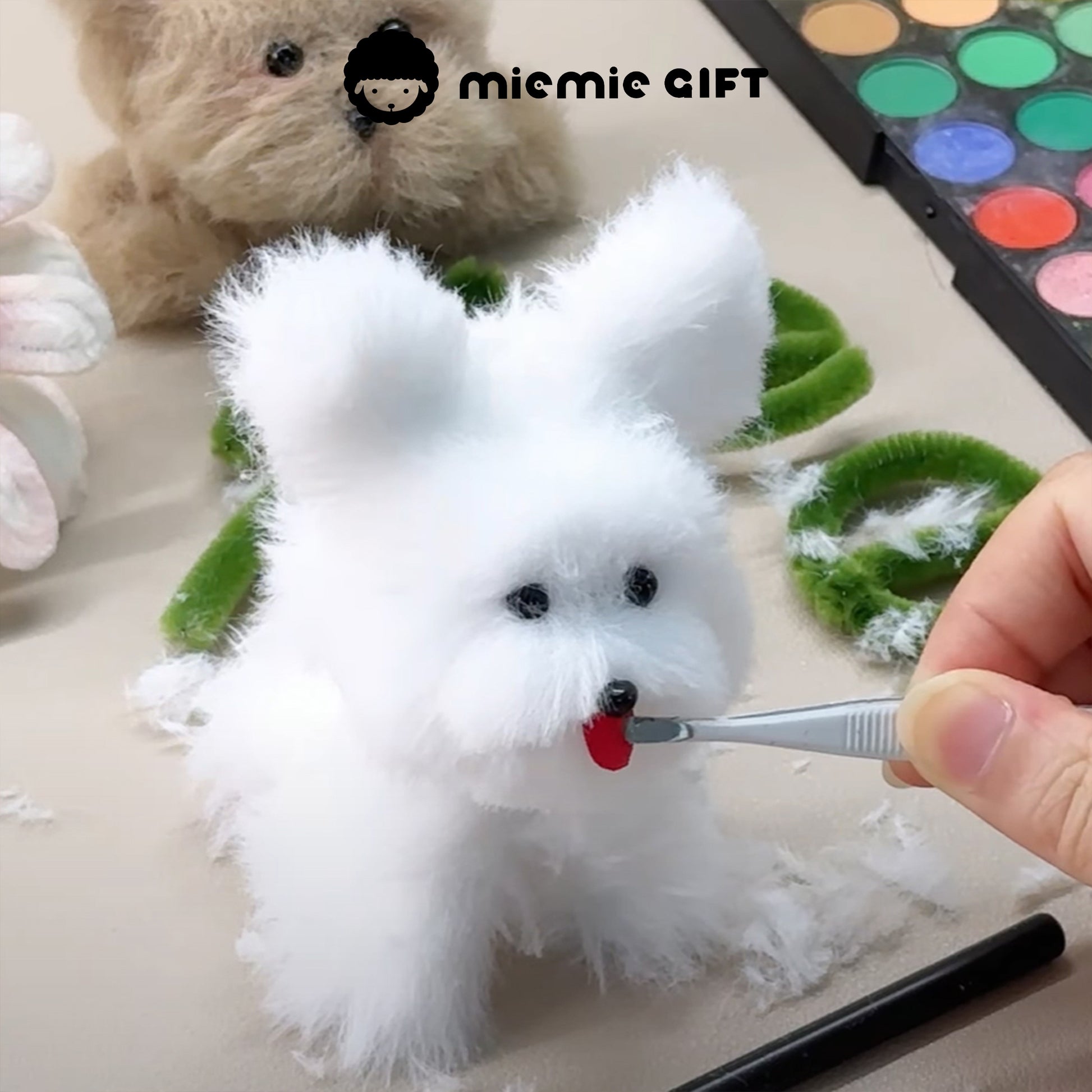 Miemie Gift pastel and neutral pipe cleaner color palette for custom plush toys