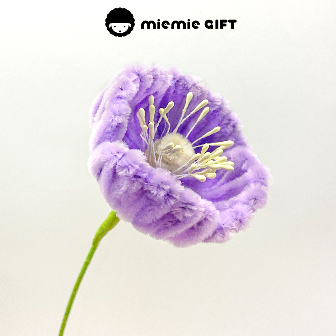 Handmade Woolen Lavender purple Pipe-Cleaner Poppy Decoration by MieMie Gift

