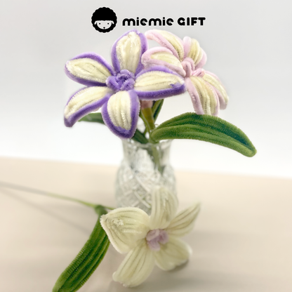 Pastel Pipe-Cleaner Lilies in White Vase by MieMie Gift purple pink