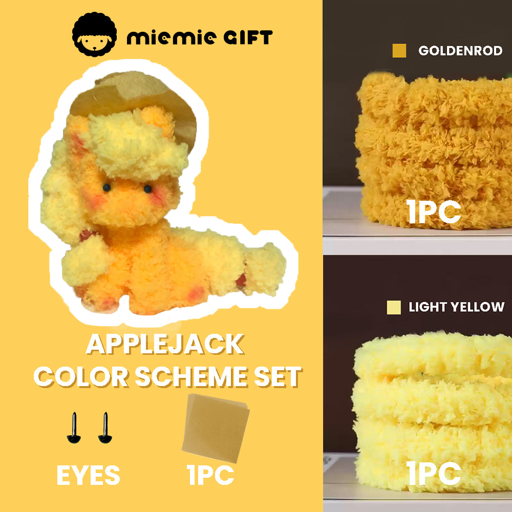 Handmade Applejack pony figure made with fluffy coral fleece pipe cleaners
