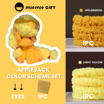 Handmade Applejack pony figure made with fluffy coral fleece pipe cleaners
