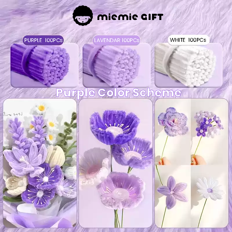 miemie gift High-quality purple plush pipe cleaners for stunning handmade art projects