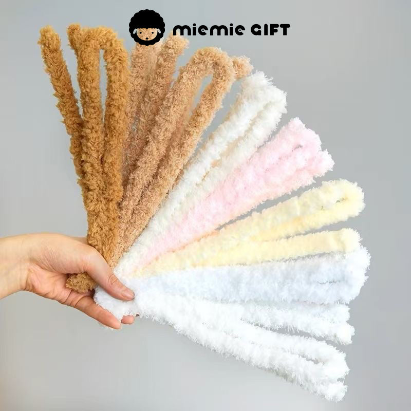 Brown white pink yellow plush pipe cleaners for making teddy bears and ponies
