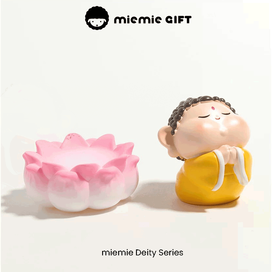 Adorable Buddha figurine with a glowing lotus LED base, perfect for home decor or gifting two parts design