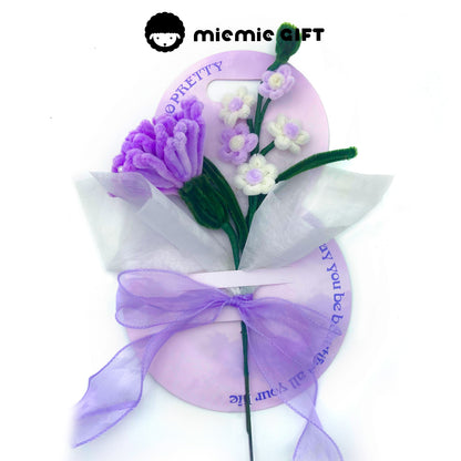 Dreamy purple and white carnation bouquet card for Mother's Day