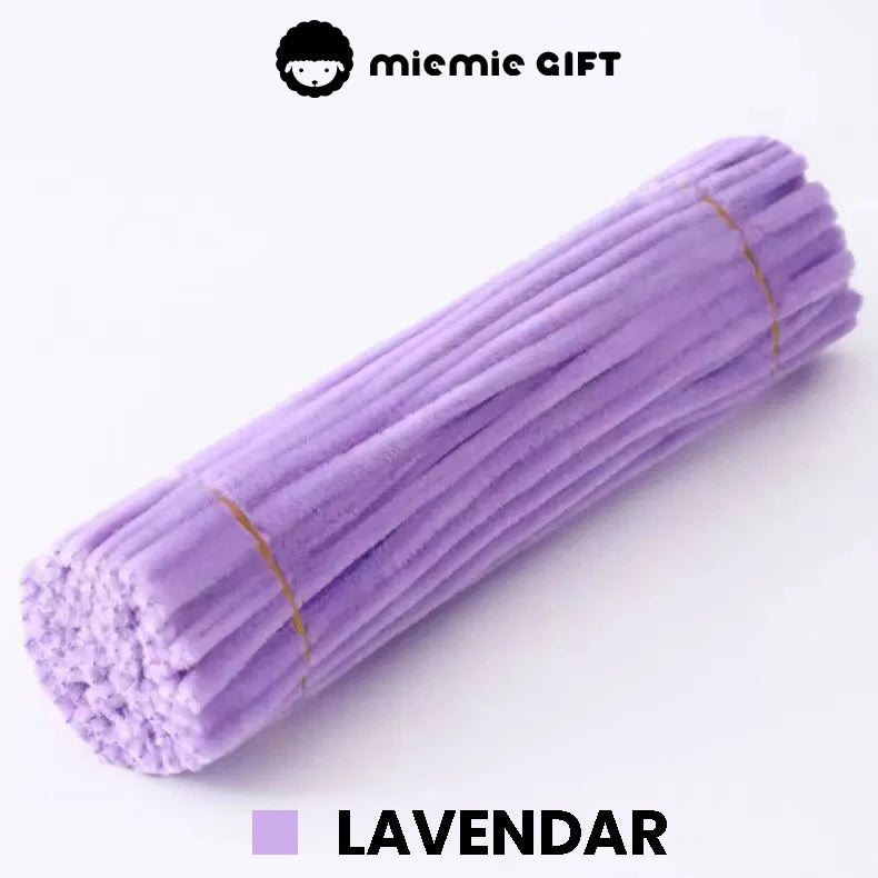 Miemie Gift purple plush pipe cleaners with a soft, non-shedding texture for diy handmade project