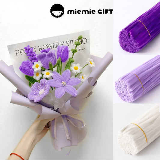 High-density purple pipe cleaners, perfect for handmade flower bouquet Bouquet of Purple and White Pipe-Cleaner Flowers by MieMie Gift