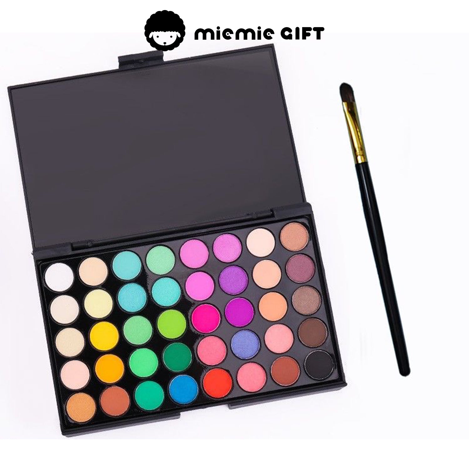 MieMie Gift 40-Color Vivid Dream Palette, featuring a bright and vibrant range of colors. Perfect for DIY projects such as clay modeling, pipe cleaner crafts, and paper art. Includes a professional brush for smooth application.