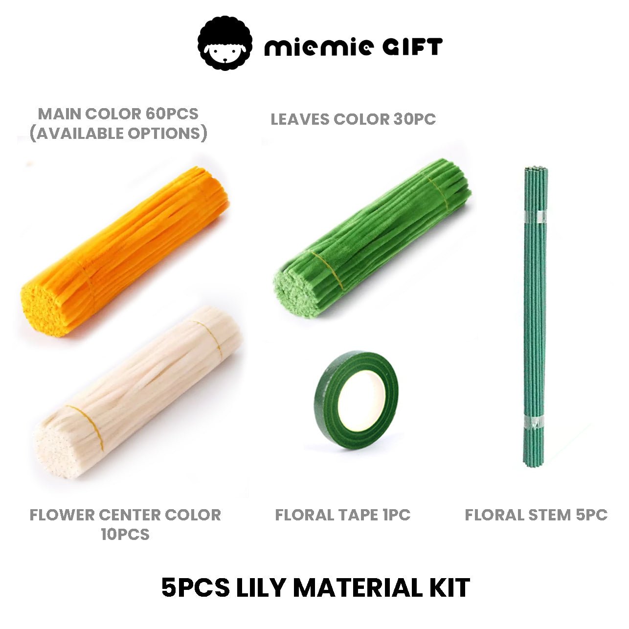 Lily-Pipe Cleaner Kit or Finished Flower