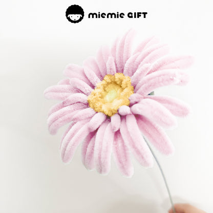 Delicate light pink Frangipani flower made from pipe cleaners, a unique handmade floral piece by MieMie Gift, ideal for elegant decorations and gifts