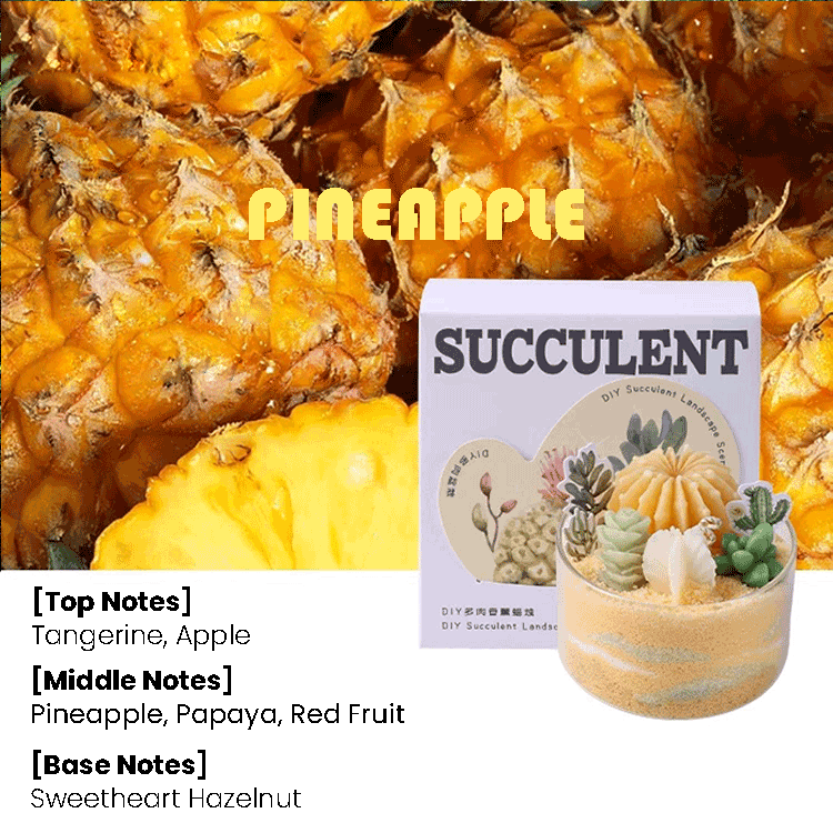 miemie gift pineapple fragrance Handcrafted candle with yellow and orange sand layers and floral accents step-by-step candle crafting tutorial