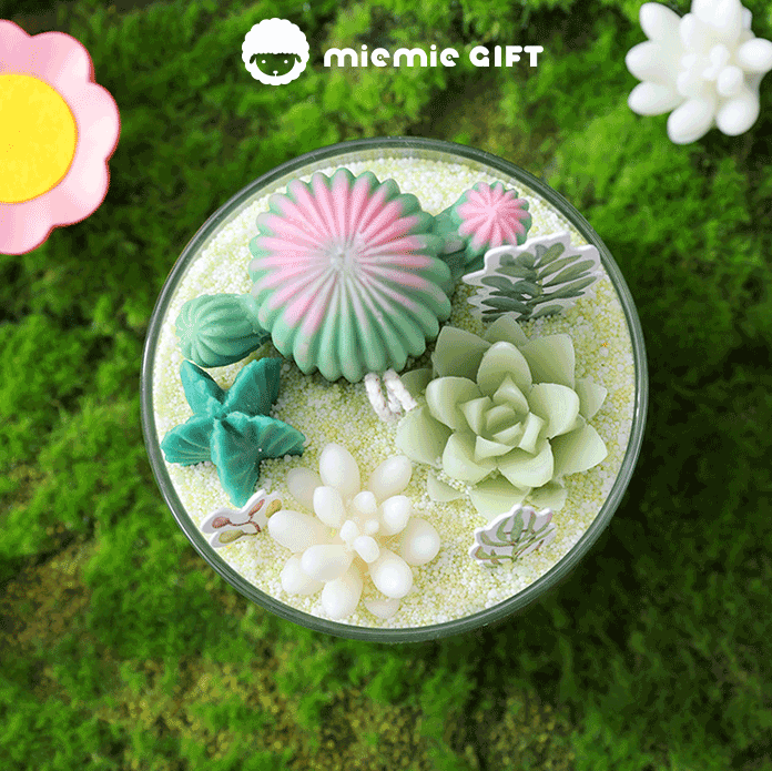 miemie gift Vibrant sand art candle with cactus wax decorations for home decor  creative gift ideas