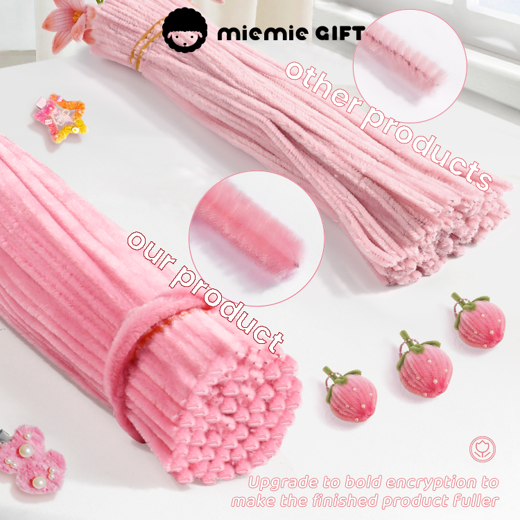 miemie gift Bendable pipe cleaners for handmade projects pink fuller and better quality