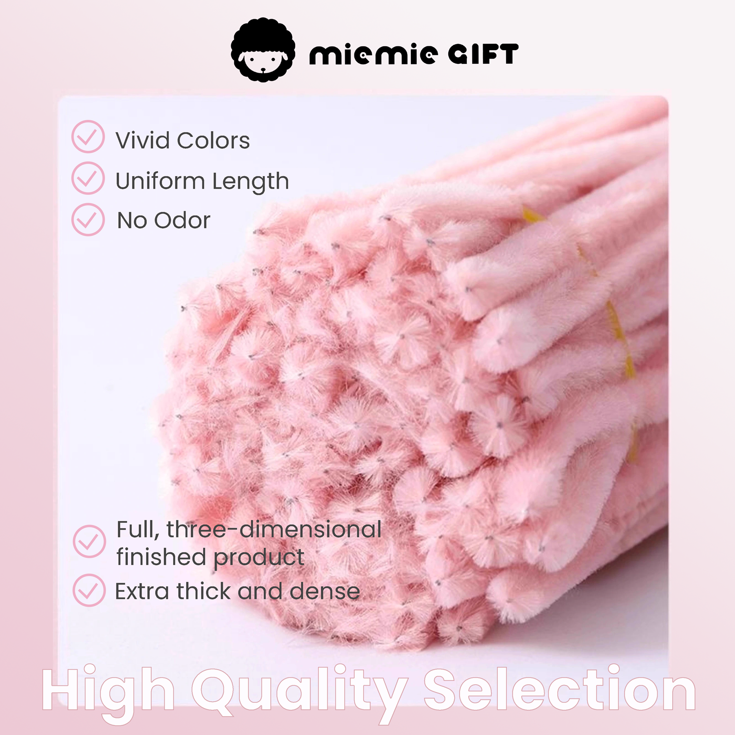 Assorted color pipe cleaners miemie gift pink selection