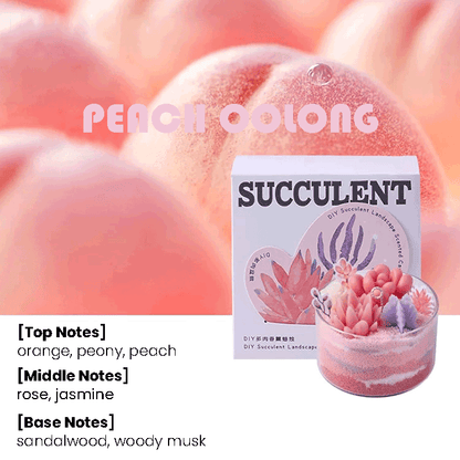 miemie gift Elegant floral-themed sand art candle in a clear glass container peach fruit theme scent custom fragrance candles