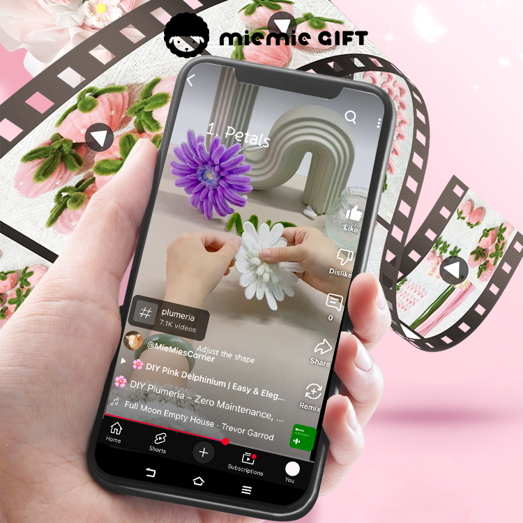 Kids’ adult craft materials piepe cleaners flower making diy project video tutorial