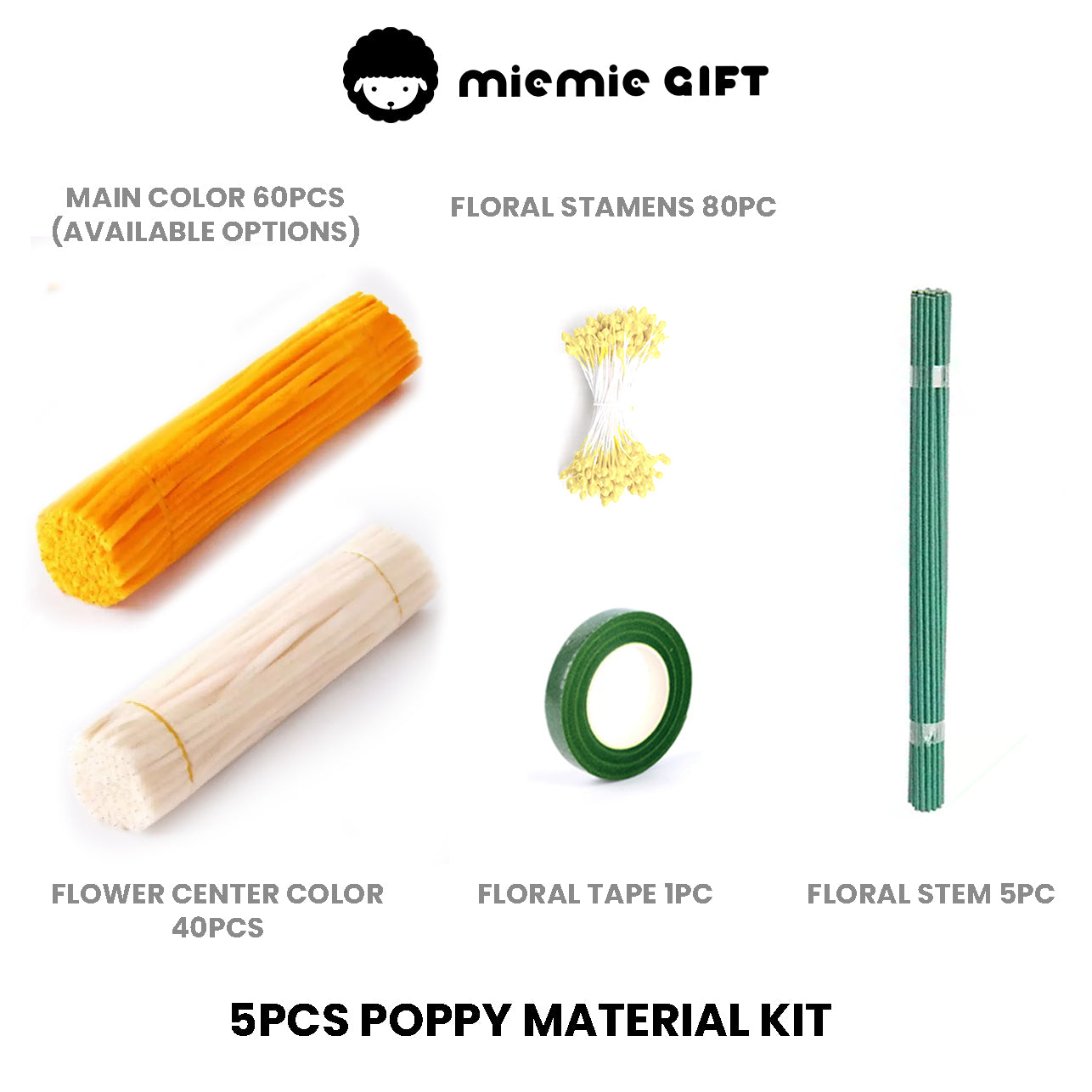 Poppy Pipe Cleaner Kit or Finished Flower