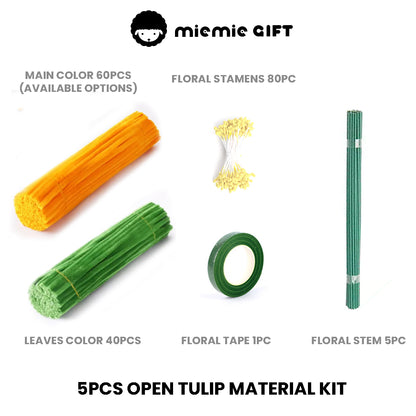Open Tulip-Pipe Cleaner Kit or Finished Flower