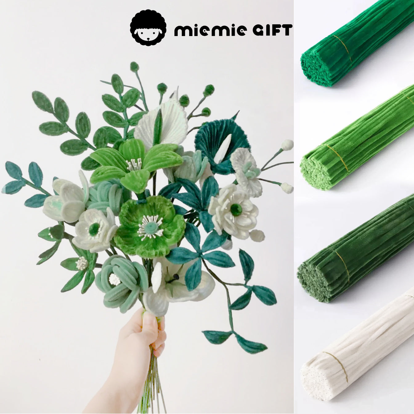 Green pipe cleaner
Twist Bar for DIY Bouquets: Hand-crafted green twist bars, great for making delicate flowers and sturdy leaves. Suitable for crafting a variety of floral arrangements 400pcs